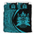 Hawaiian Tiki Polynesian Bedding Set Circle Style Blue Black - Polynesian Pride