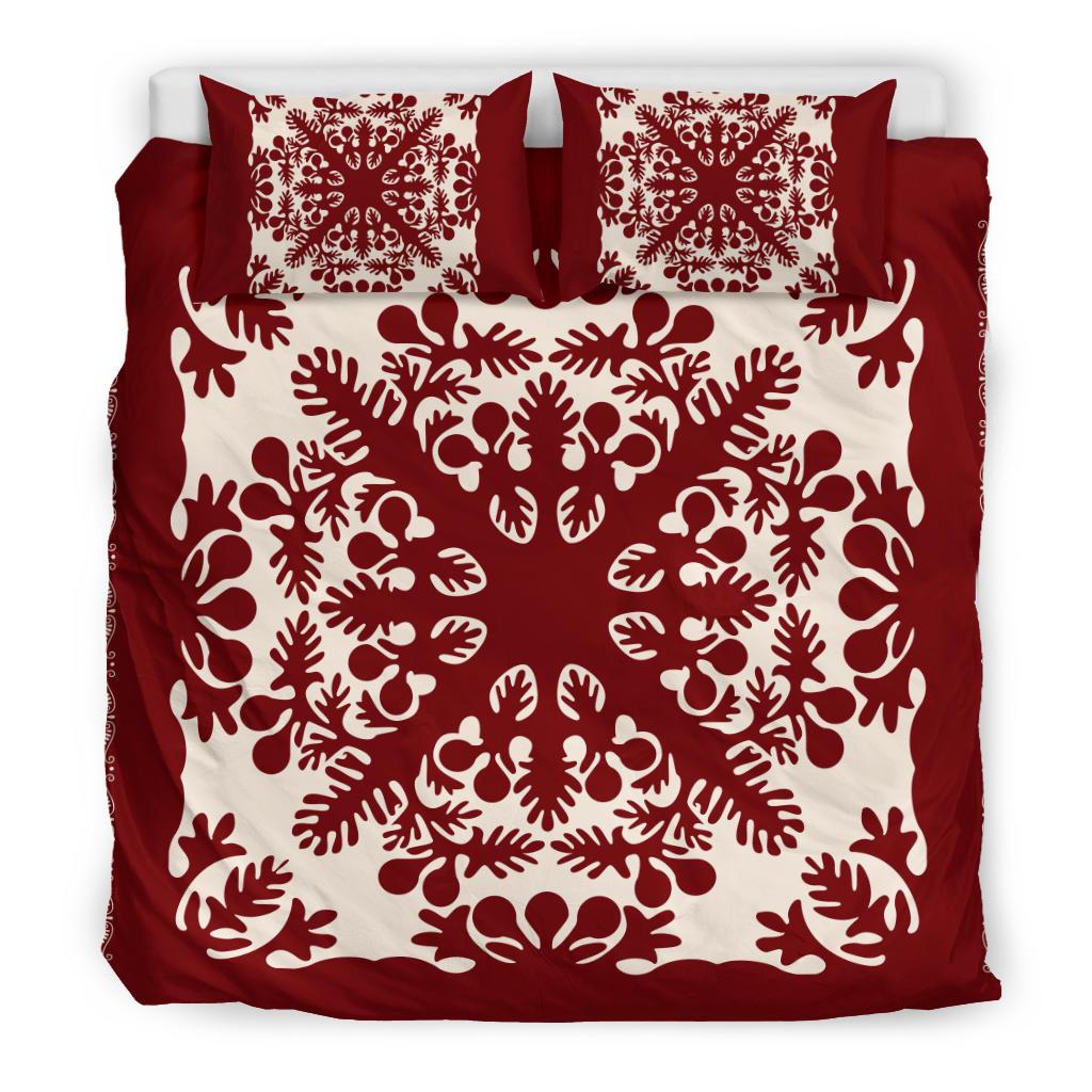 Hawaiian Palm Tree Quilt Tradition Red Bedding Set - Polynesian Pride