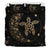 Hawaiian Hibiscus Plumeria Turtle Black And Gold Bedding Set - Polynesian Pride