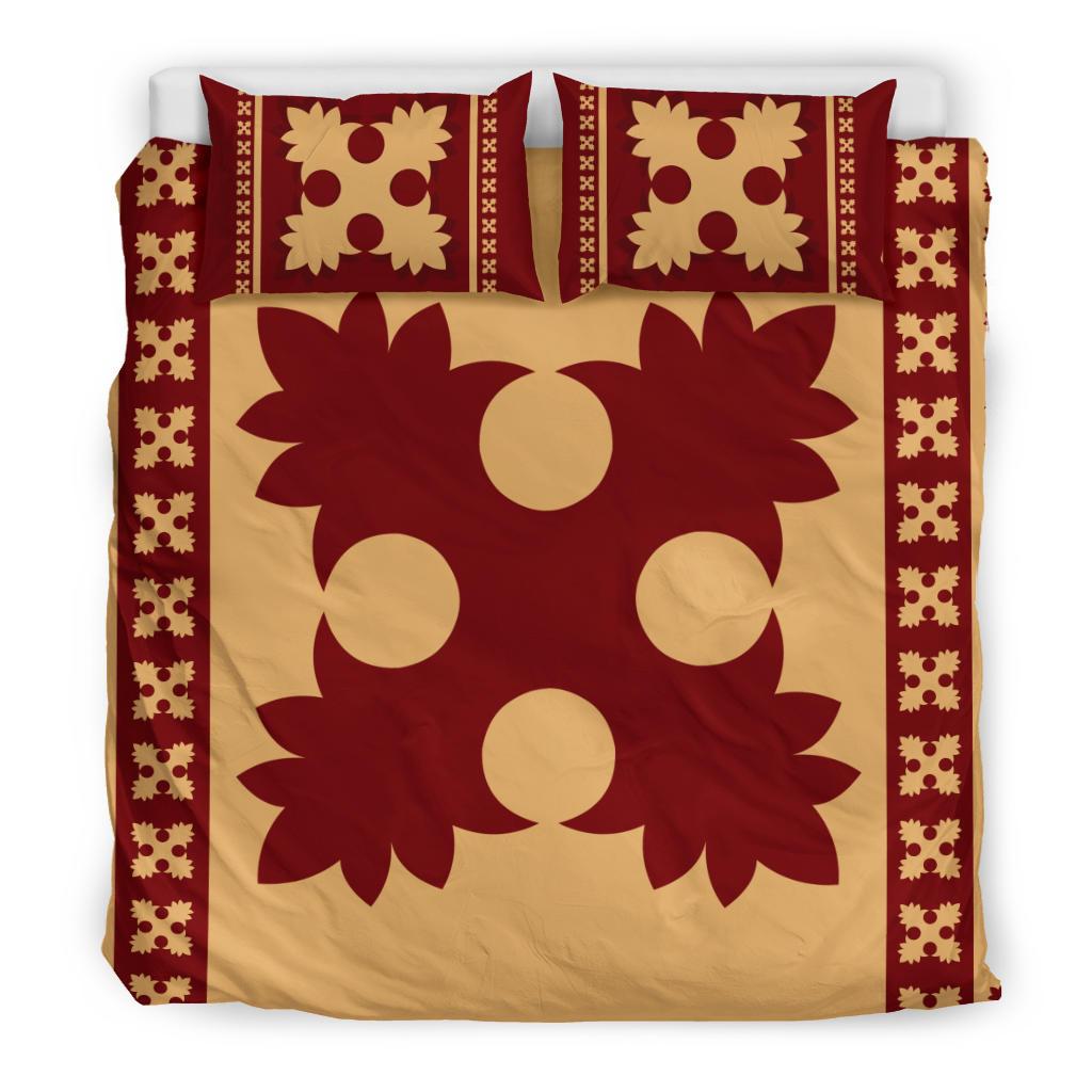 Hawaiian Quilt Pattern Palm Tree Normal Polynesian Bedding Set - Polynesian Pride