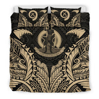 Vanuatu Duvet Cover Set - Vanuatu Coat Of Arms Premium Black - Polynesian Pride