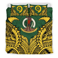 Vanuatu Duvet Cover Set - Vanuatu Coat Of Arms Premium Green - Polynesian Pride