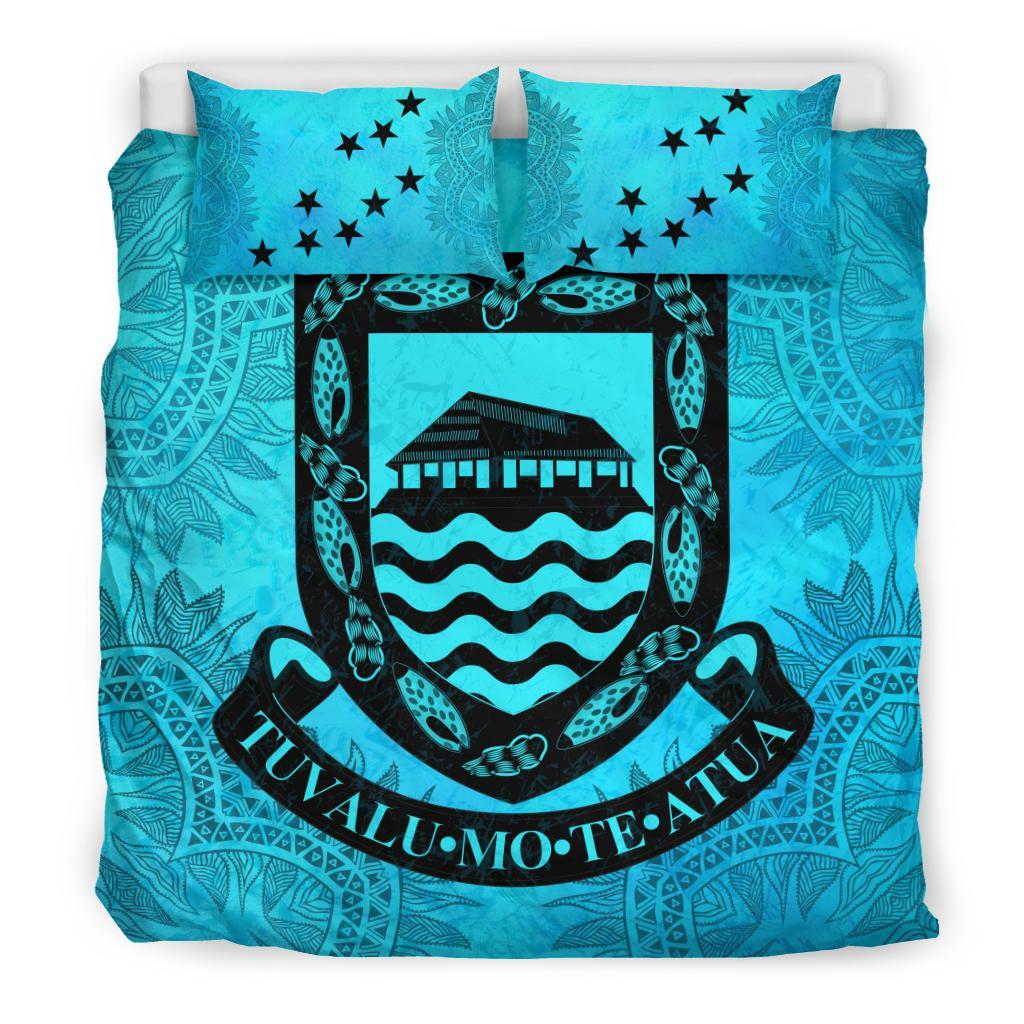 Tuvalu Duvet Cover Set - Tuvalu Coat Of Arms Turquoise Art - Polynesian Pride