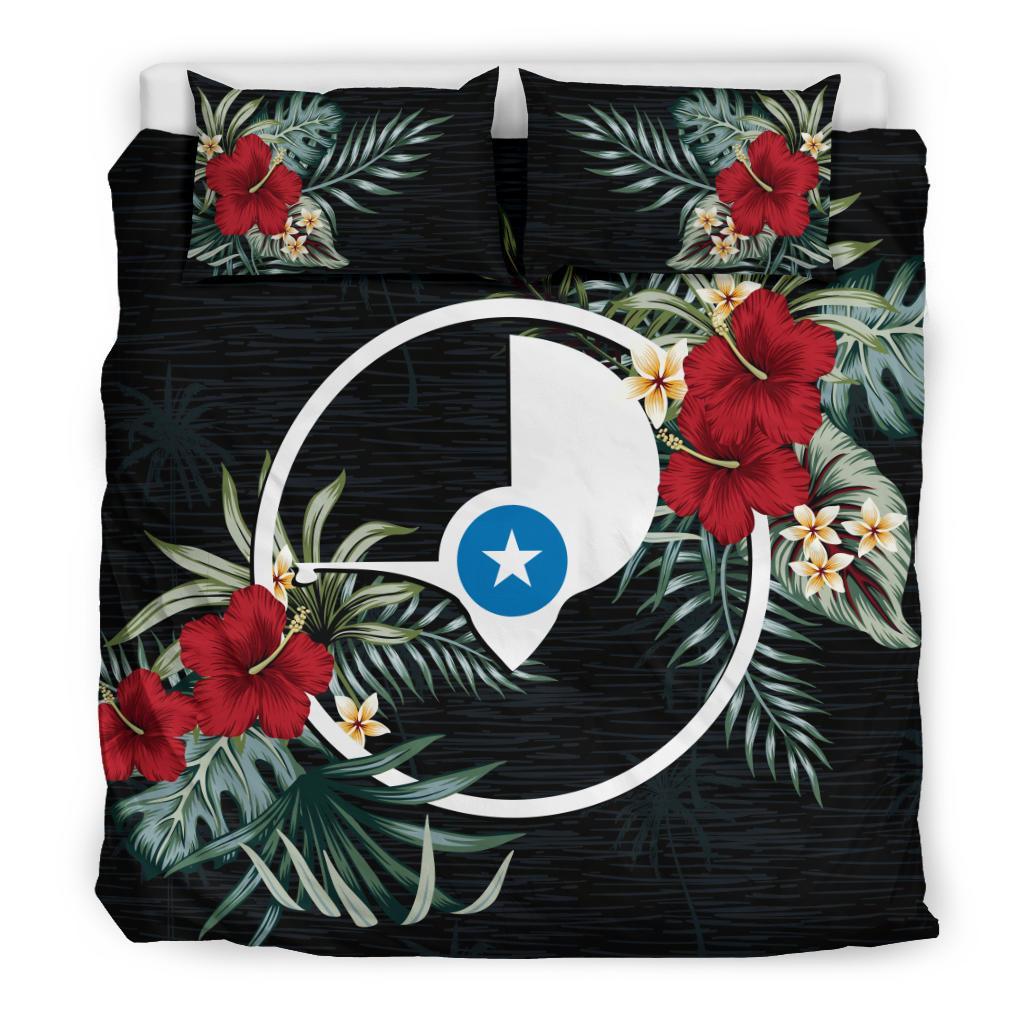 Yap Duvet Cover Set - Hibiscus Coat Of Arms Black - Polynesian Pride