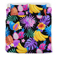 Palm Leaves Fruit Duvet Cover Set Neon - Polynesian Pride