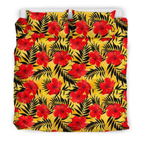 Hawaiian Tropical Hibiscus Flowers And Palm Leaves Polynesian Bedding Set - Polynesian Pride