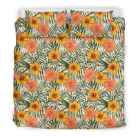 Hawaiian Tropical Hibiscus Flowers Palm Leaves Polynesian Bedding Set - Polynesian Pride