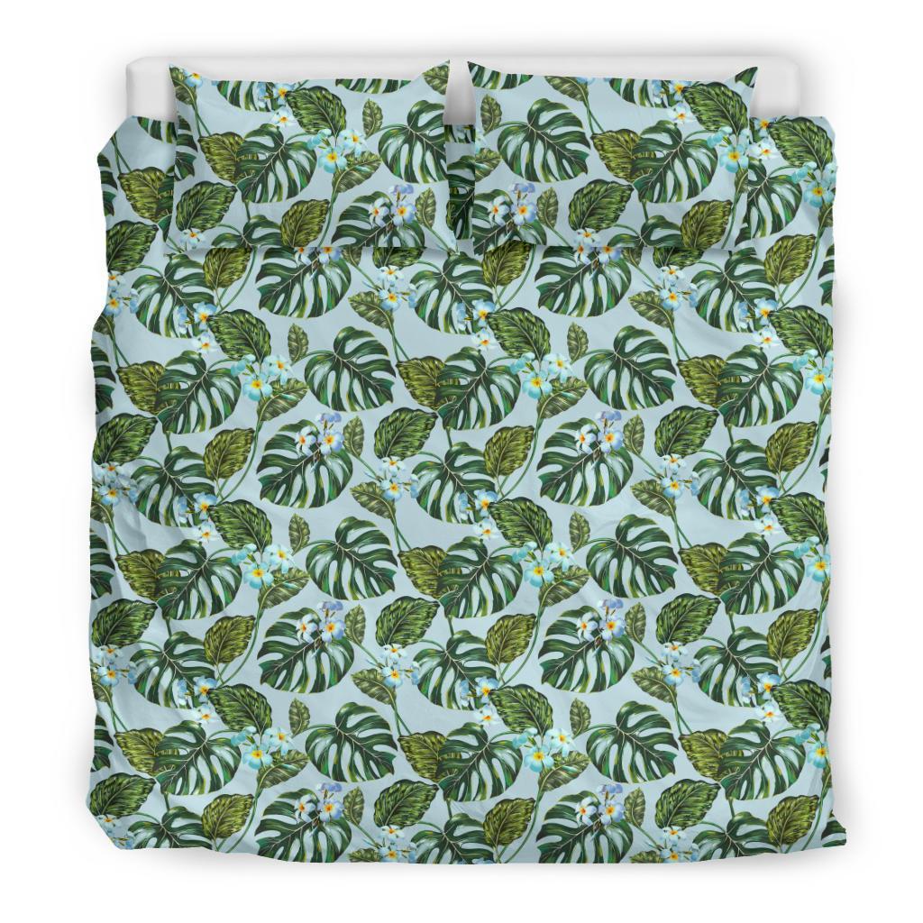 Hawaiian Tropical Plumeria Flowers Monstera Leaf Polynesian Bedding Set - Polynesian Pride