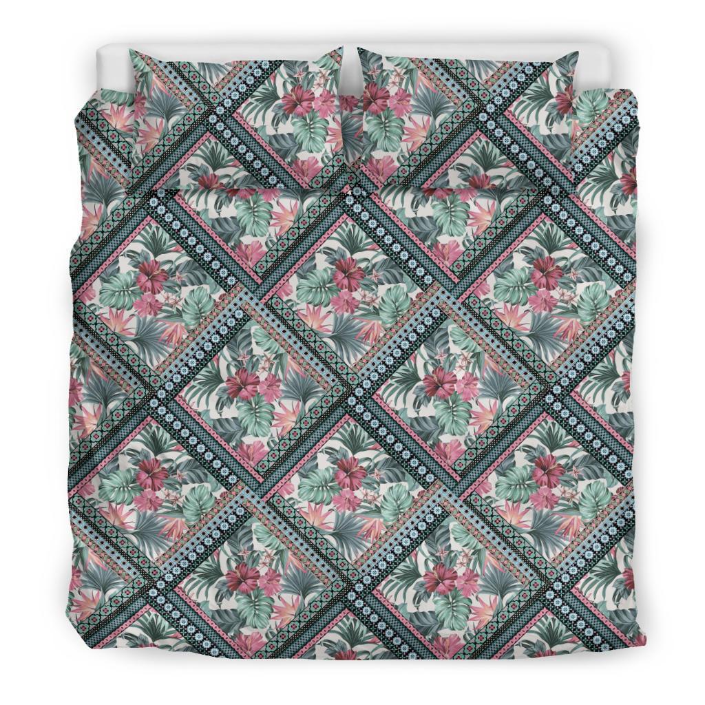 Hawaiian Hibiscus Exotic Tropical Flowers In Pastel Colors Polynesian Bedding Set - Polynesian Pride