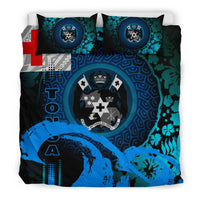 Tonga Bedding Set - Hibiscus And Wave Light Blue - Polynesian Pride