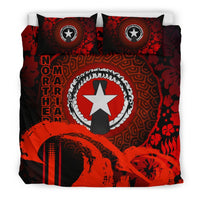 Northern Mariana Islands Duvet Cover Set - Hibiscus And Wave Red Red - Polynesian Pride