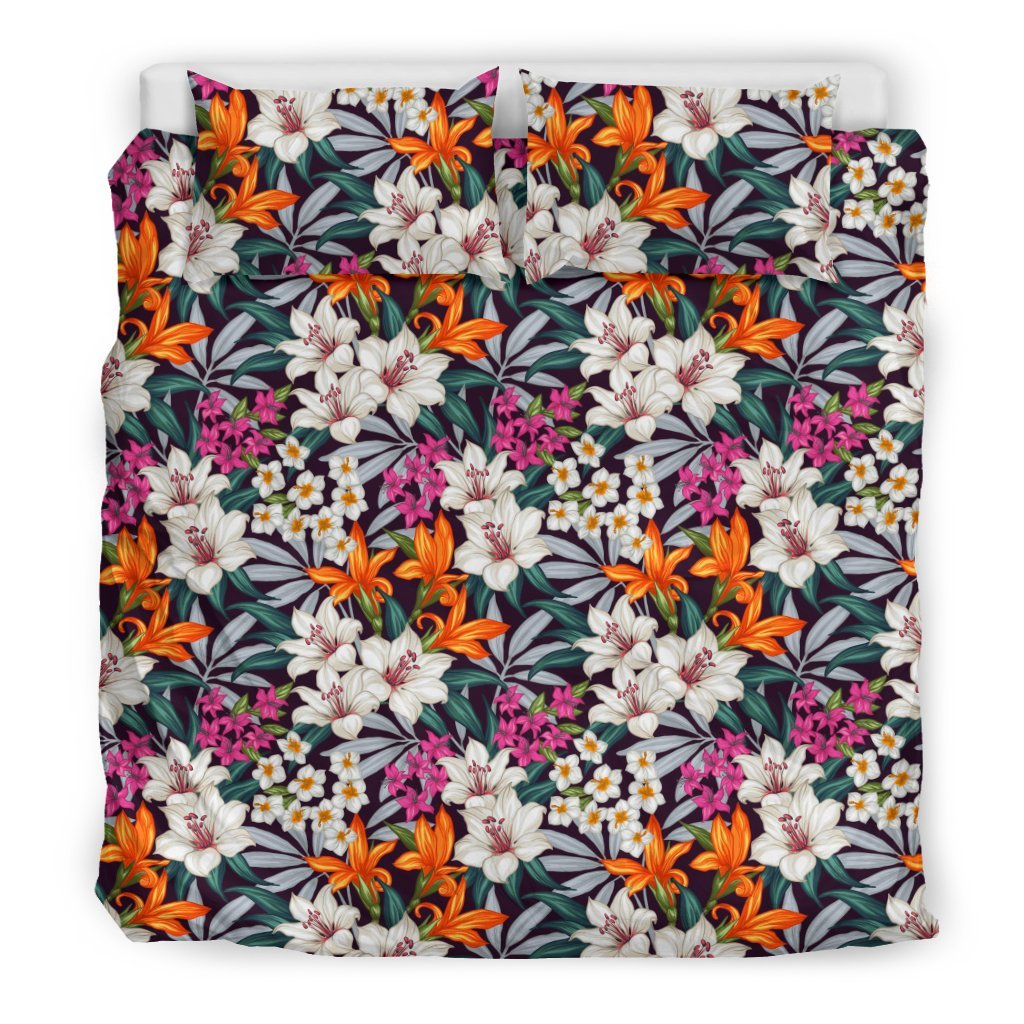 Hawaiian Exotic Pattern With Tropical Leaves Flowers Seamless Polynesian Bedding Set - Polynesian Pride