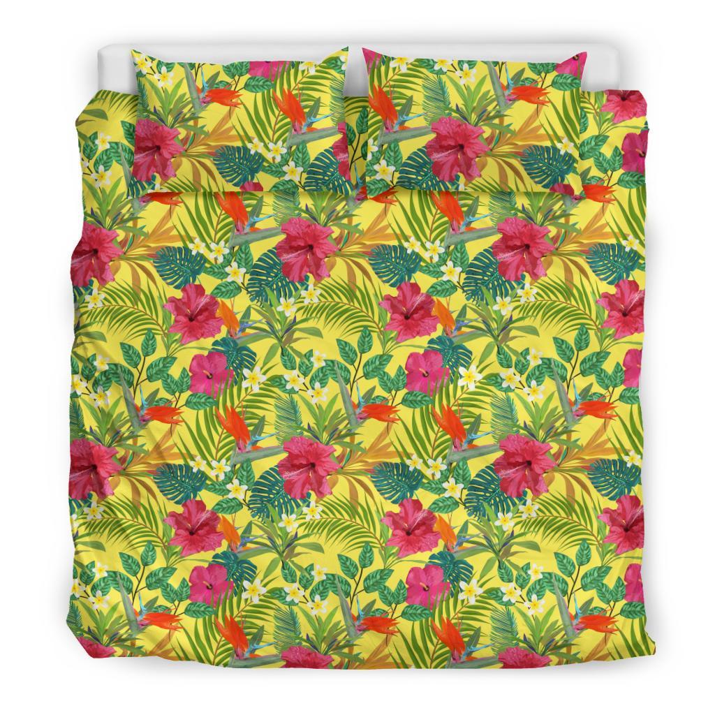 Hawaiian Tropical Leaves And Flowers Polynesian Bedding Set - Polynesian Pride