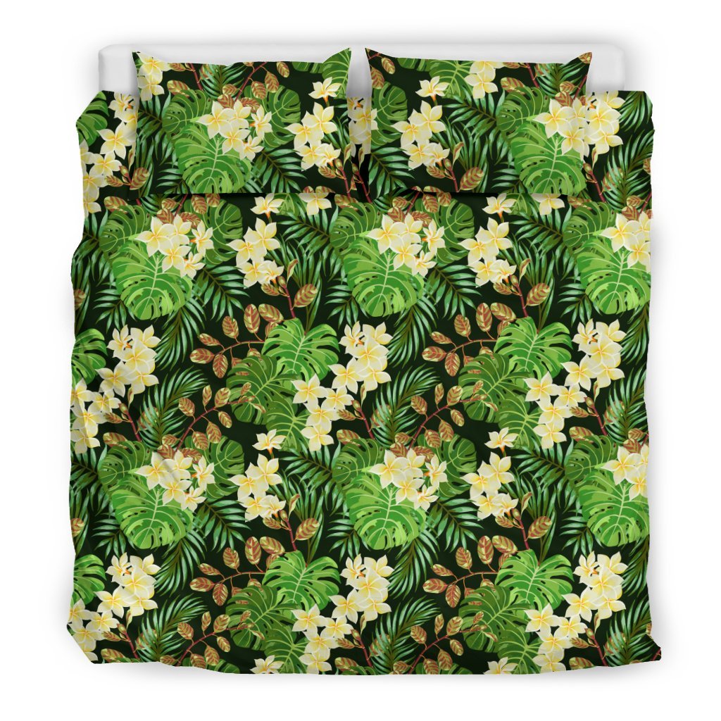 Hawaiian Tropical Leaves And Plumeria Polynesian Bedding Set - Polynesian Pride