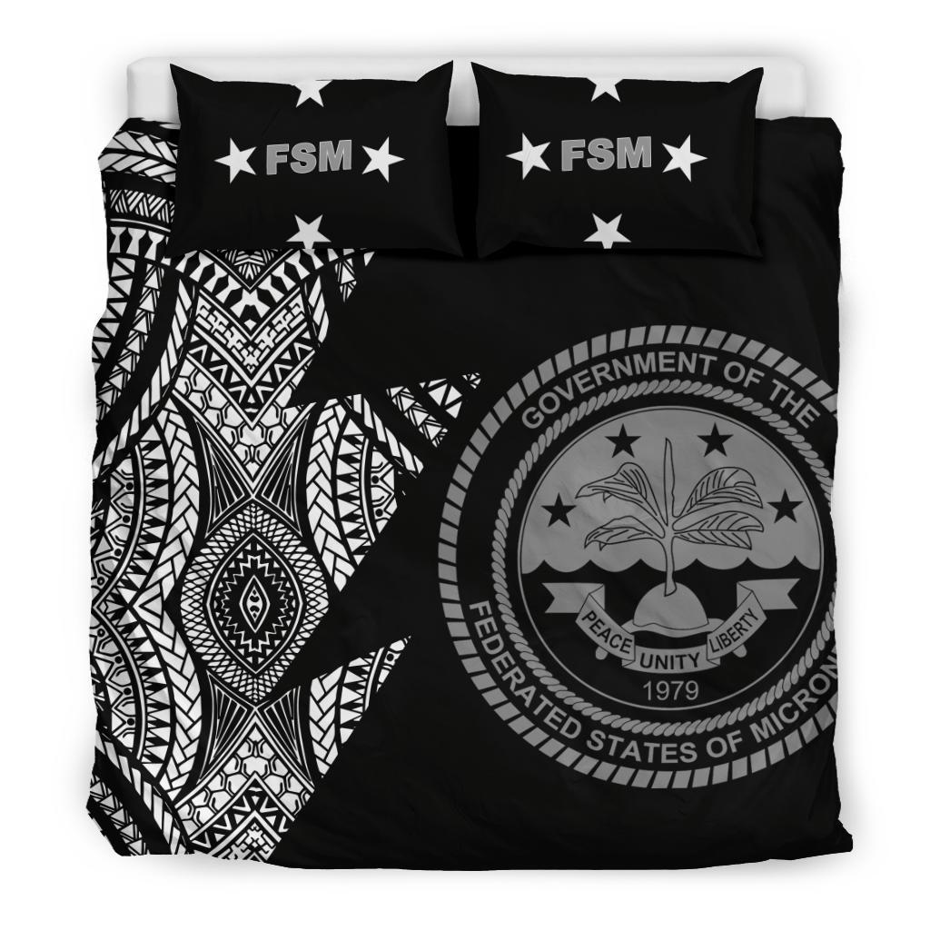 Polynesian Bedding Set - Federated States of Micronesia Pattern Duvet Cover Set Black - Polynesian Pride