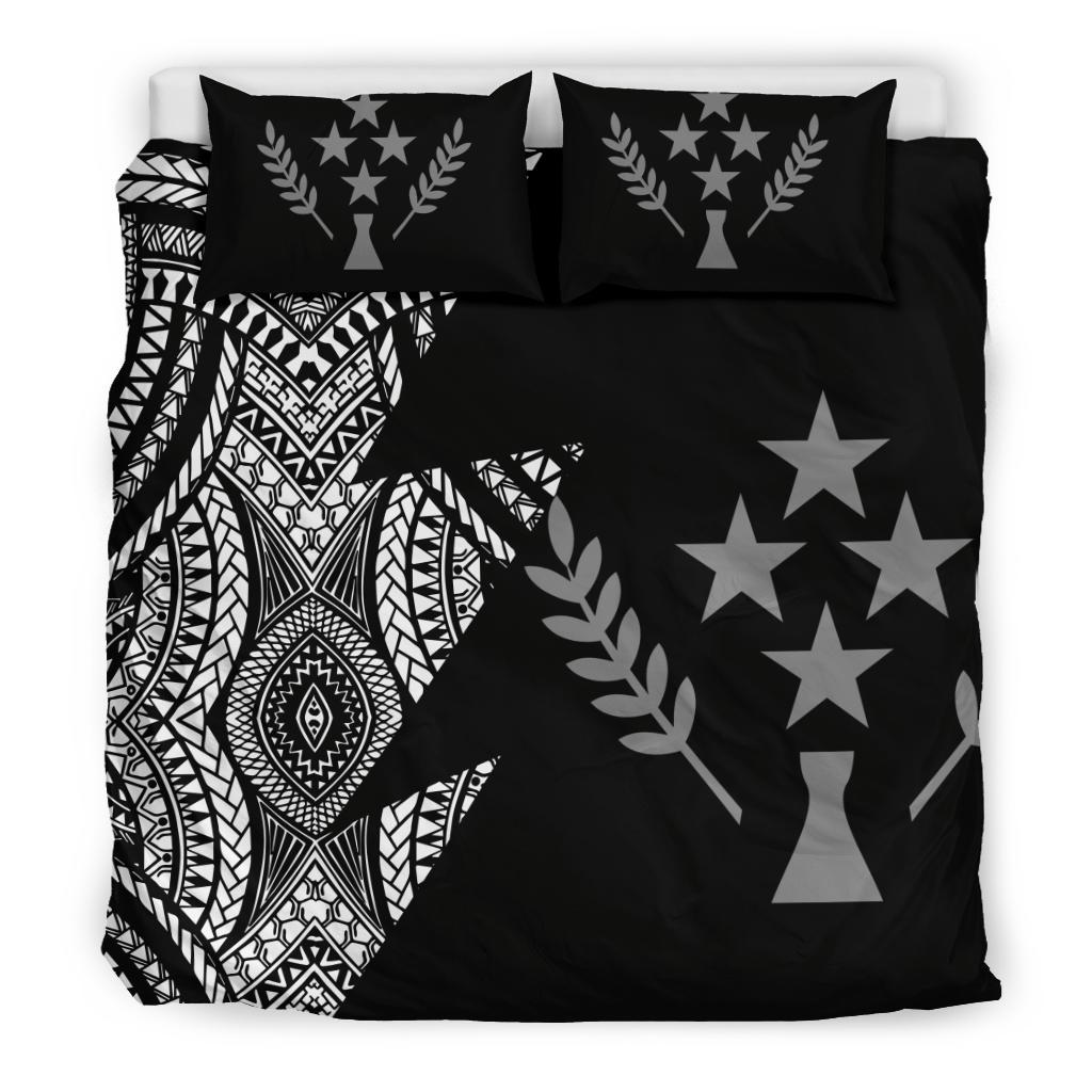 Polynesian Bedding Set - Kosrae Pattern Duvet Cover Set Black - Polynesian Pride