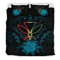 Kanaka Maoli Turquoise Hibiscus Rising Bedding Set Turquoise - Polynesian Pride