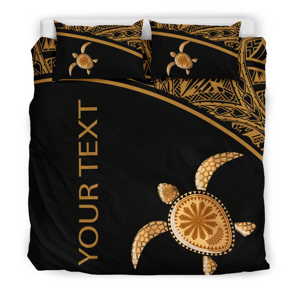 Polynesian Bedding Set - Turtle Personalised Duvet Cover Set 3 Pieces Bedding Set Black - Polynesian Pride