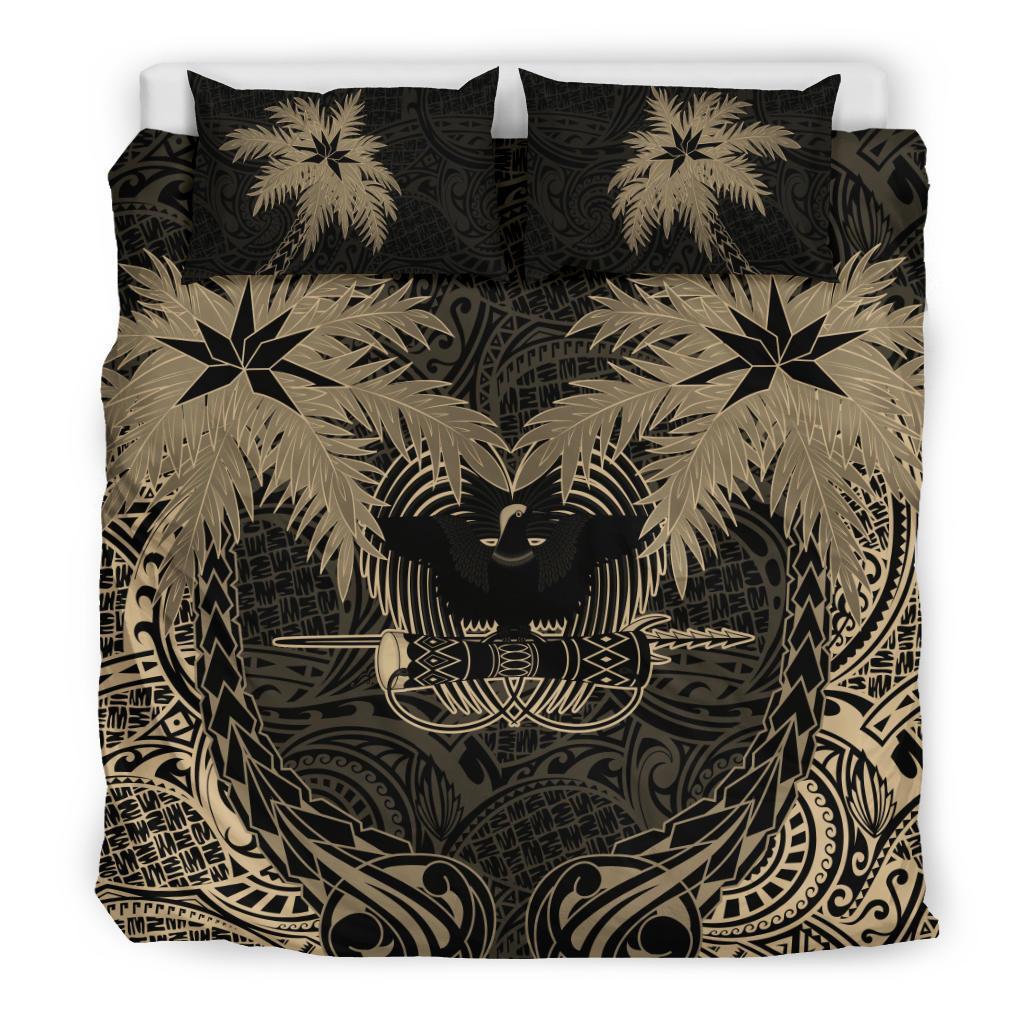 Papua New Guinea Duvet Cover Set - Papua New Guinea Coat Of Arms Coconut (Duvet Cover) Black - Polynesian Pride