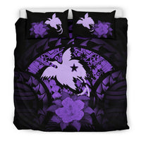 Papua New Guinea Purple Duvet Cover Set - Flag & Purple Hibiscus Purple - Polynesian Pride