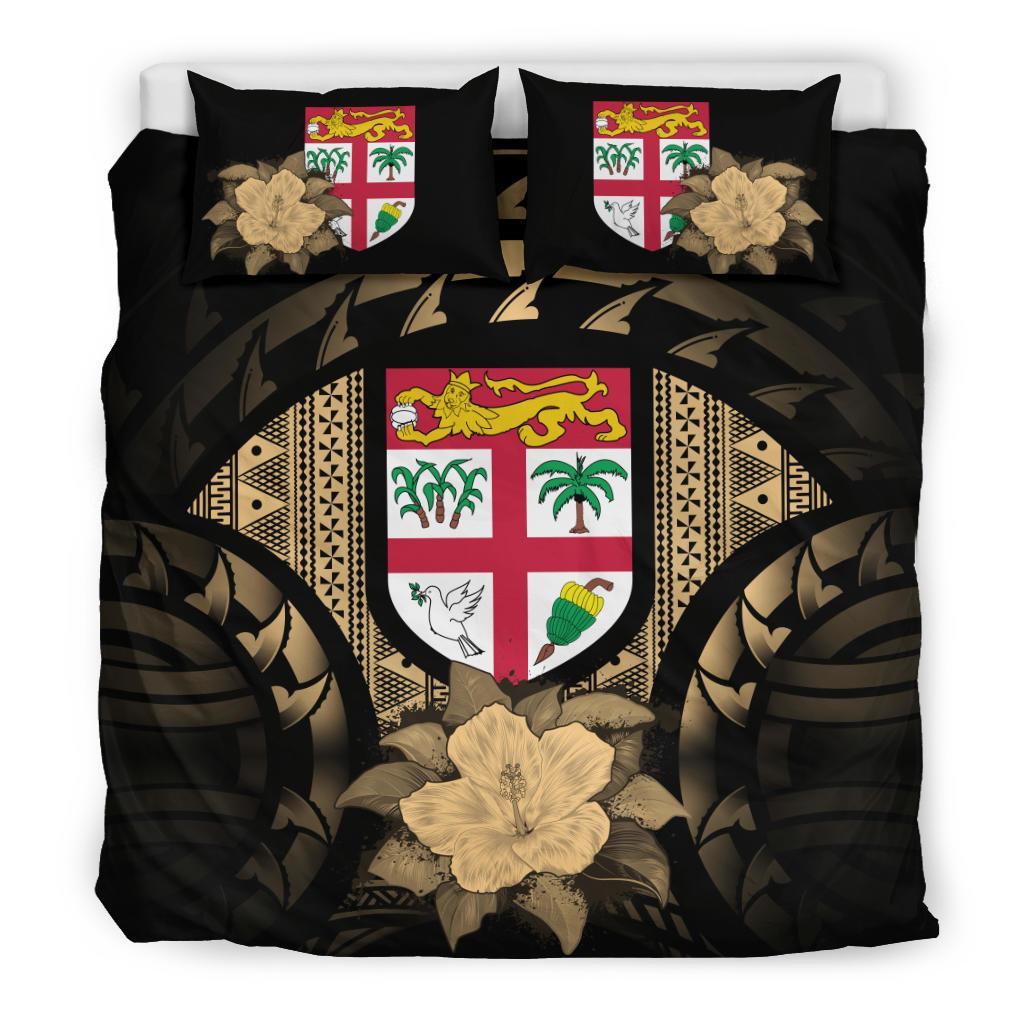 Fiji Duvet Cover Set - Fiji Flag & Gold Hibiscus Gold - Polynesian Pride