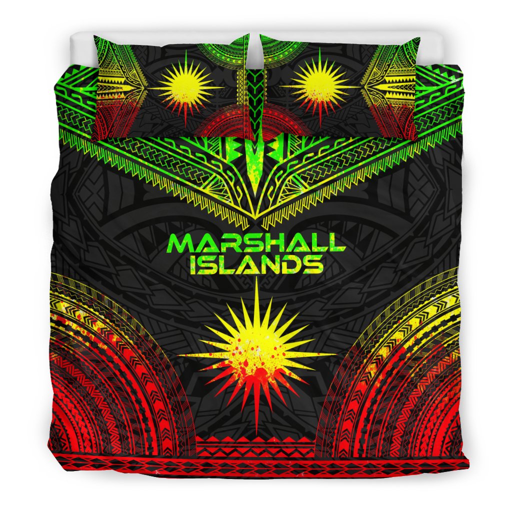 Marshall Islands Polynesian Chief Duvet Cover Set - Reggae Version - Polynesian Pride