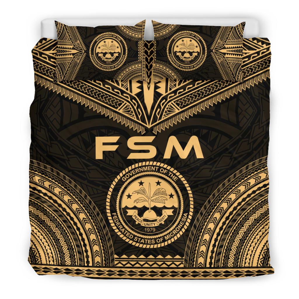 Federated States Of Micronesia Polynesian Chief Duvet Cover Set - Gold Version - Polynesian Pride