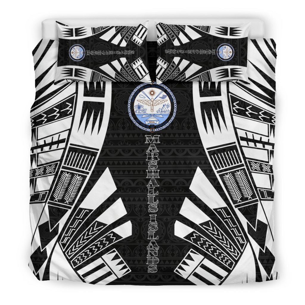 Marshall Islands Duvet Cover Set - Polynesian Tattoo Black - Polynesian Pride