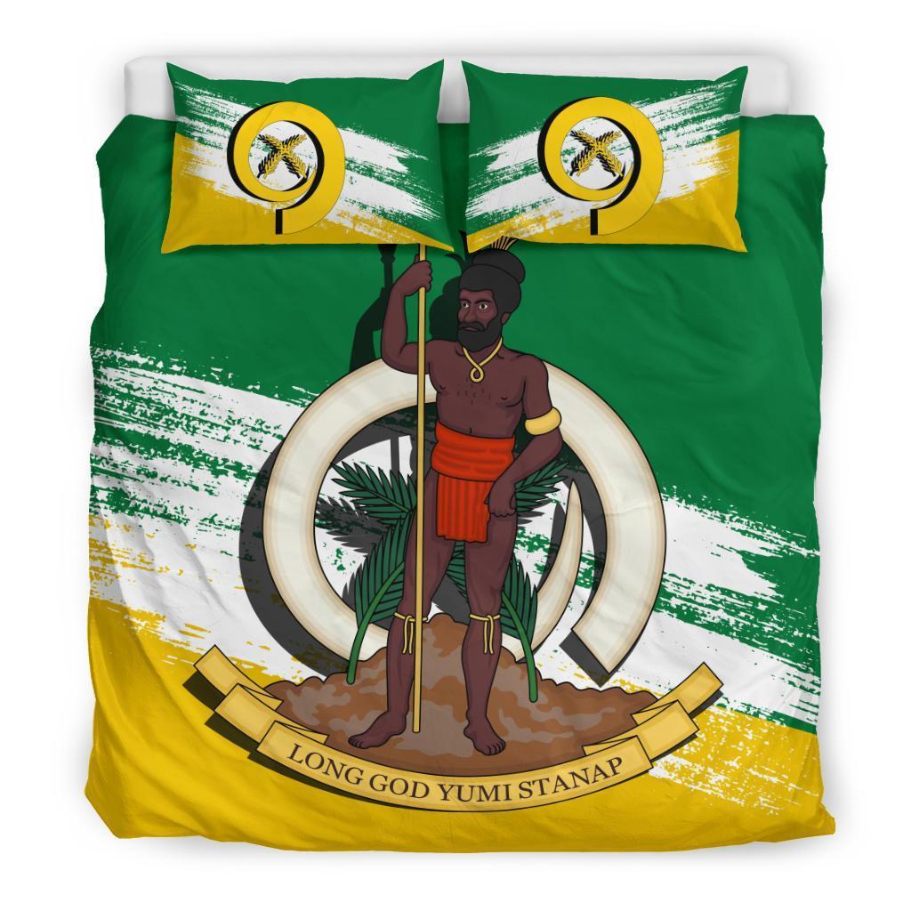 Vanuatu Duvet Cover Set - Vanuatu Coat Of Arms Premium Black - Polynesian Pride