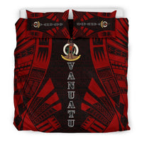 Vanuatu Duvet Cover Set - Polynesian Tattoo Red - Polynesian Pride