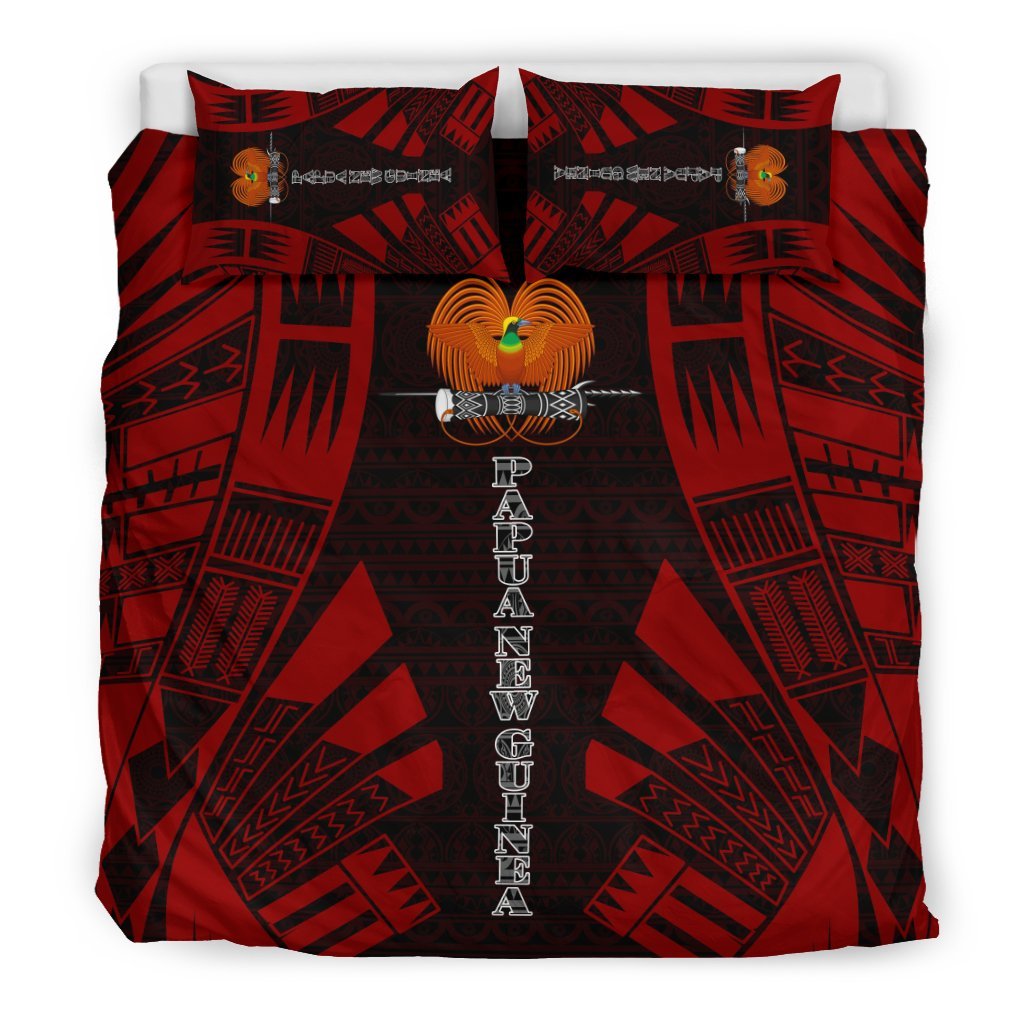 Papua New Guinea Duvet Cover Set - Polynesian Tattoo Red - Polynesian Pride