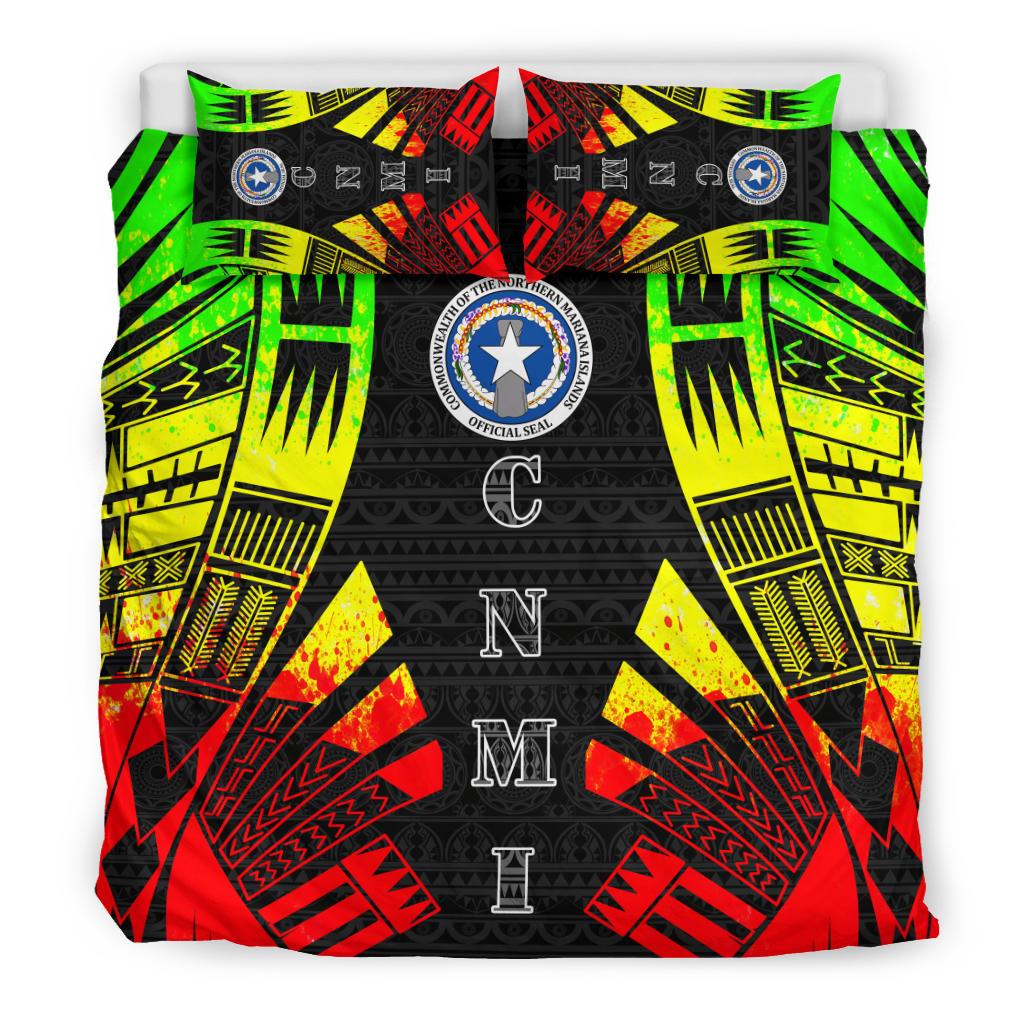Northern Mariana Islands Duvet Cover Set - Polynesian Tattoo Reggae - Polynesian Pride