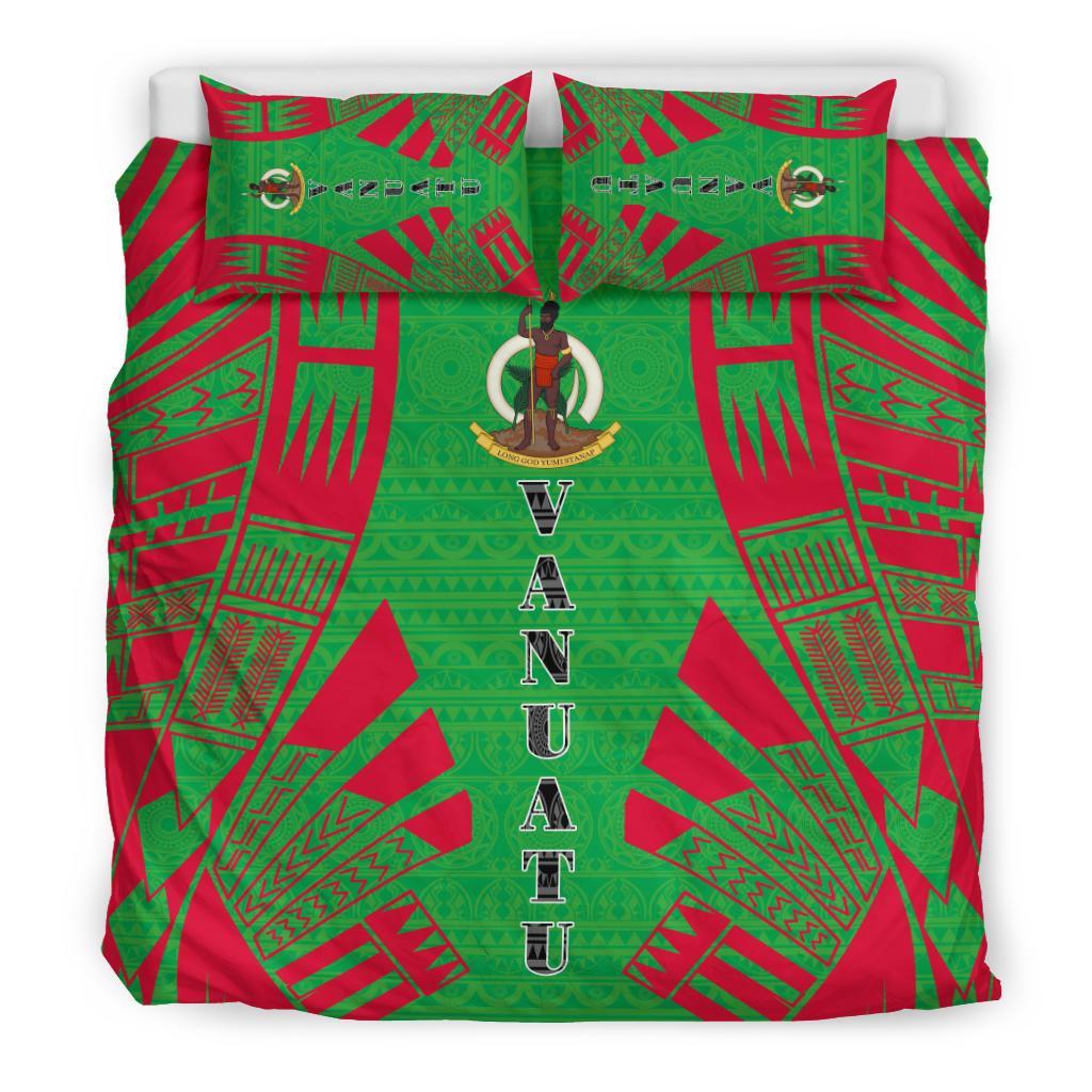 Vanuatu Duvet Cover Set - Polynesian Tattoo Flag Black - Polynesian Pride