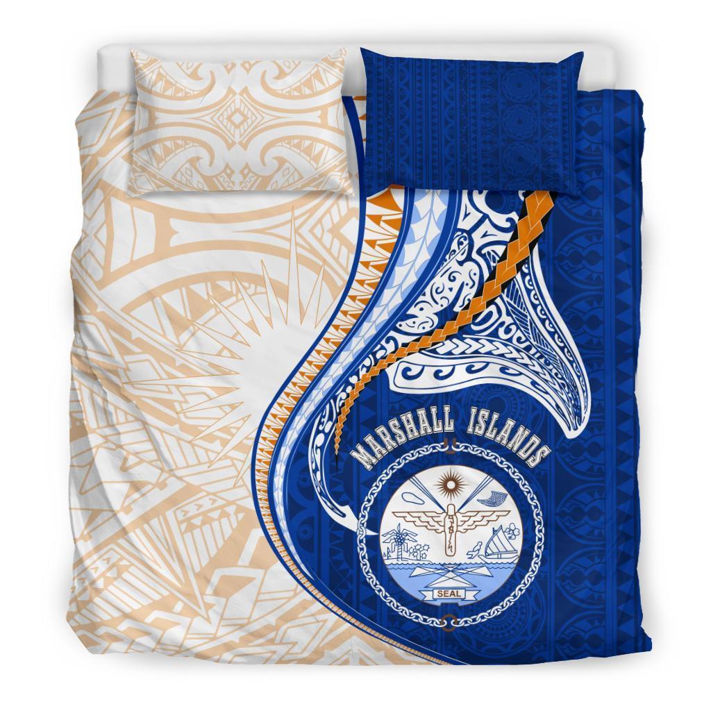 Marshall Islands Bedding Set - Marshall Islands Seal Flag Kanaloa Tatau Gen MH Black - Polynesian Pride