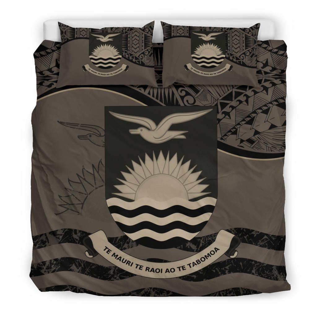 Kiribati Duvet Cover Set - Kiribati Flag & Coat Of Arms Brown Brown - Polynesian Pride