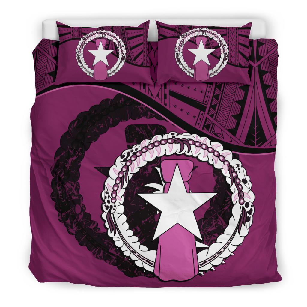 Polynesian Duvet Cover Set - Nothern Mariana Island Bedding Set Dark Pink Black - Polynesian Pride
