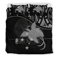 Papua New Guinea Duvet Cover Set - Papua New Guinea Flag & Coat Of Arms Black Black - Polynesian Pride