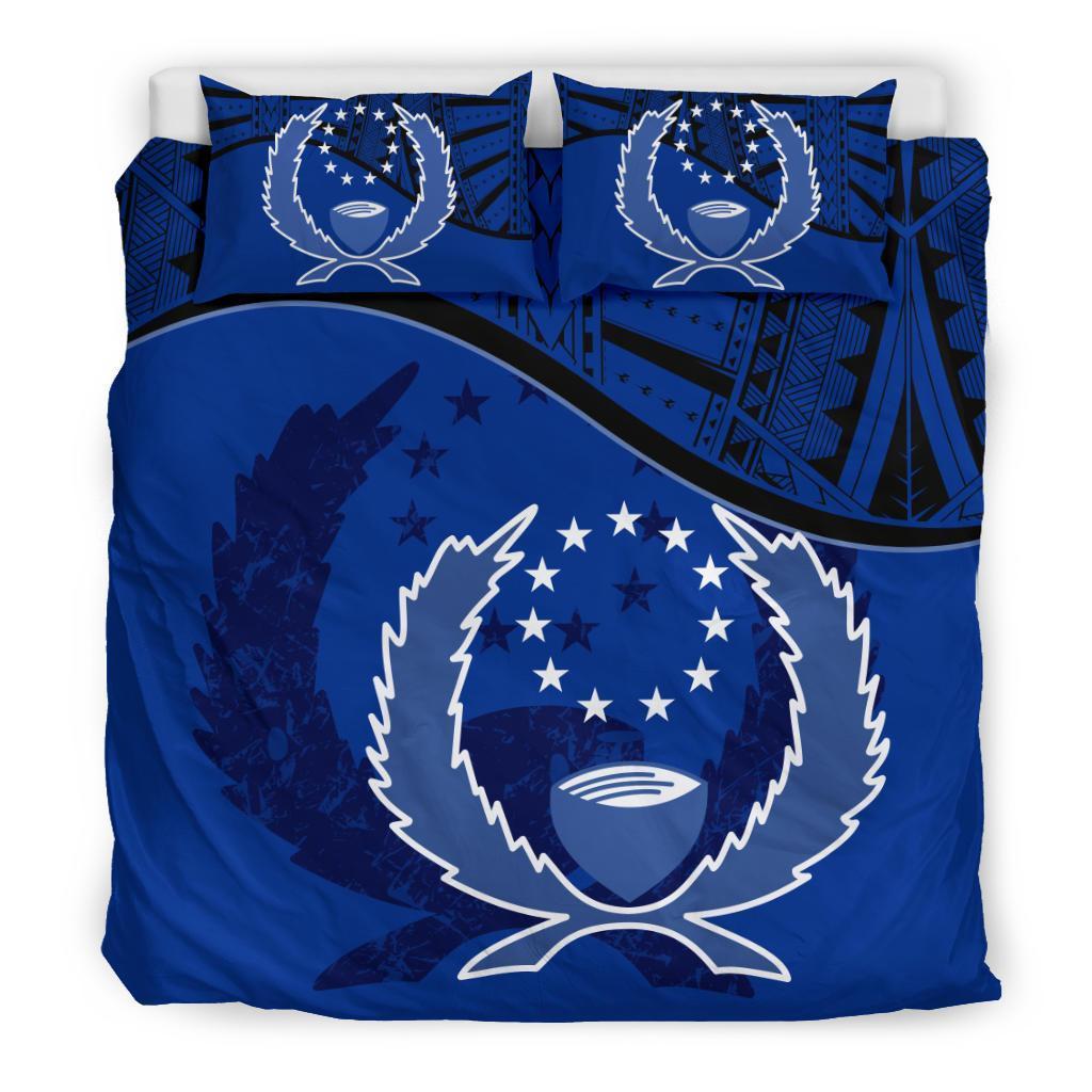 Pohnpei Duvet Cover Set - Pohnpei Flag Dark Blue Blue - Polynesian Pride