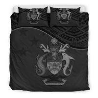 Solomon Island Duvet Cover Set - Flag & Coat Of Arms Black Black - Polynesian Pride