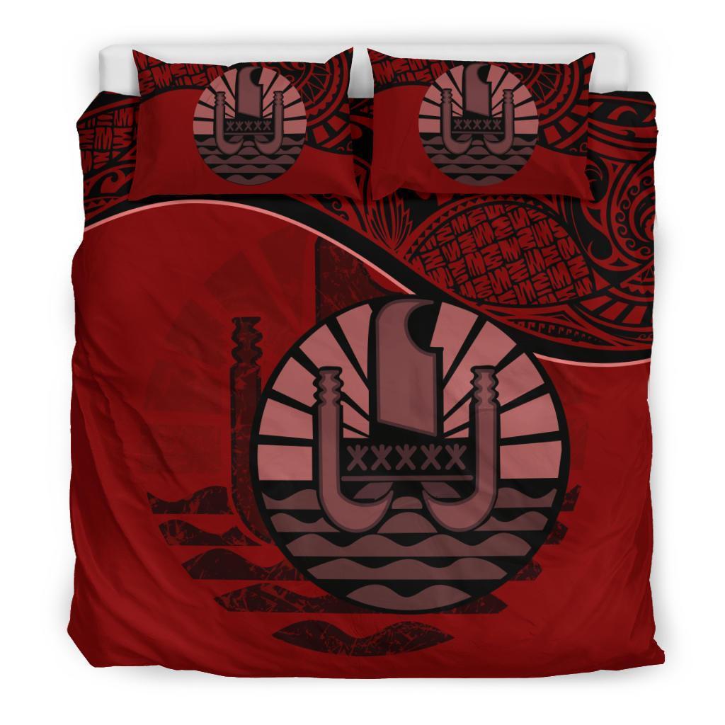 Polynesian Duvet Cover Set - Tahiti Bedding Set Red Black - Polynesian Pride