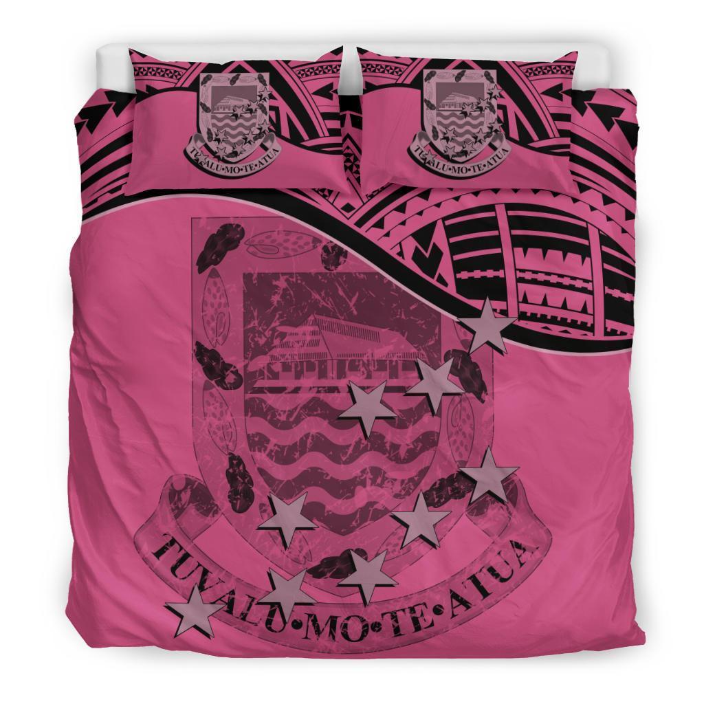 Tuvalu Duvet Cover Set - Coat Of Arms & Flag Pink Pink - Polynesian Pride