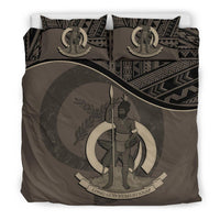 Vanuatu Duvet Cover Set - Vanuatu Coat Of Arms Brown Brown - Polynesian Pride