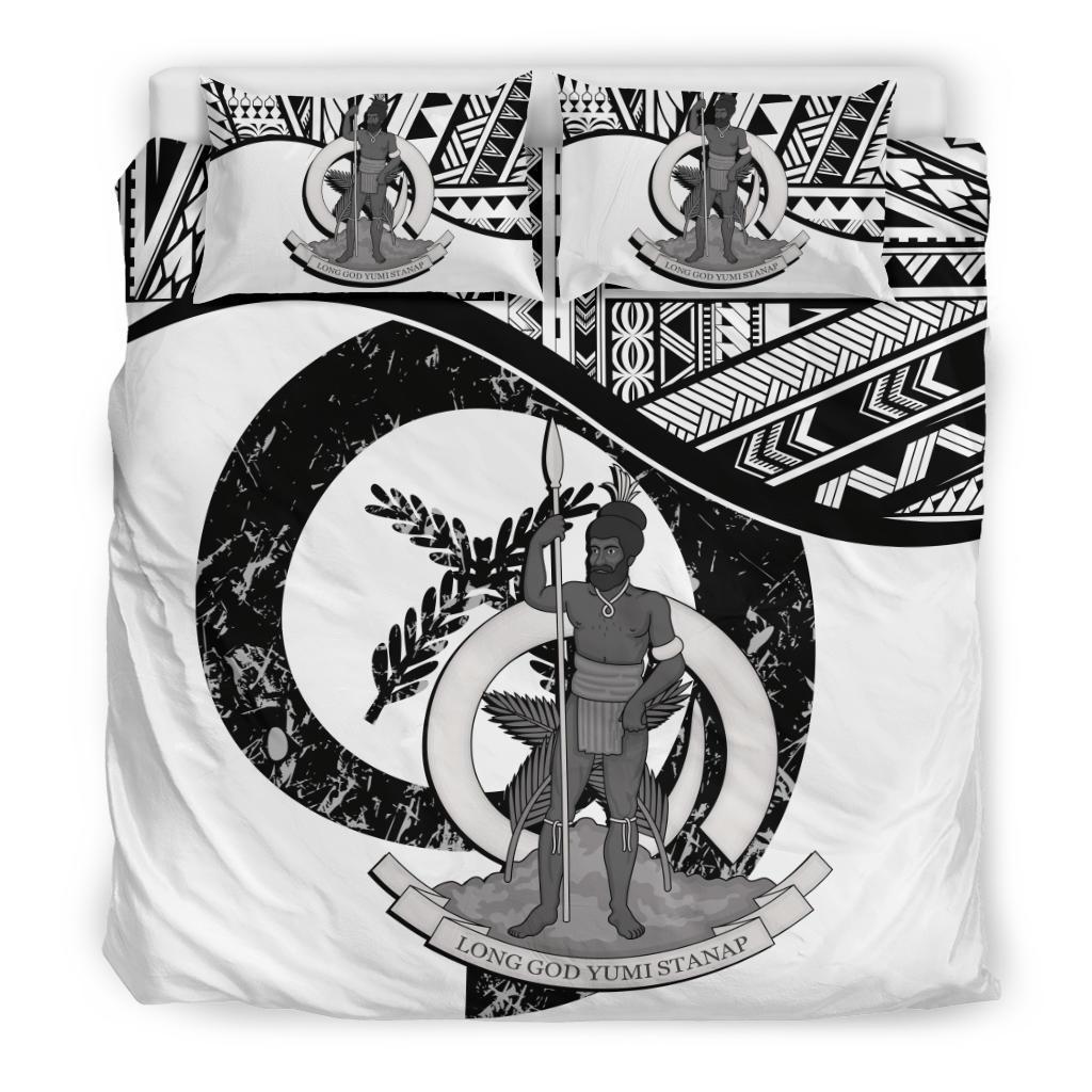 Vanuatu Duvet Cover Set - Vanuatu Coat Of Arms White White - Polynesian Pride