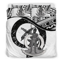 Vanuatu Duvet Cover Set - Vanuatu Coat Of Arms White White - Polynesian Pride