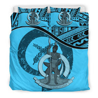 Vanuatu Duvet Cover Set - Vanuatu Coat Of Arms Blue Blue - Polynesian Pride