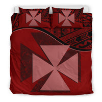 Polynesian Duvet Cover Set - Wallis and Futuna Bedding Set Red Black - Polynesian Pride