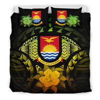 Kiribati Duvet Cover Set - Kiribati Coat Of Arms & Reggae Hibiscus Art - Polynesian Pride