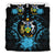 Solomon Island Duvet Cover Set - Solomon Island Coat Of Arms & Blue Hibiscus Blue - Polynesian Pride