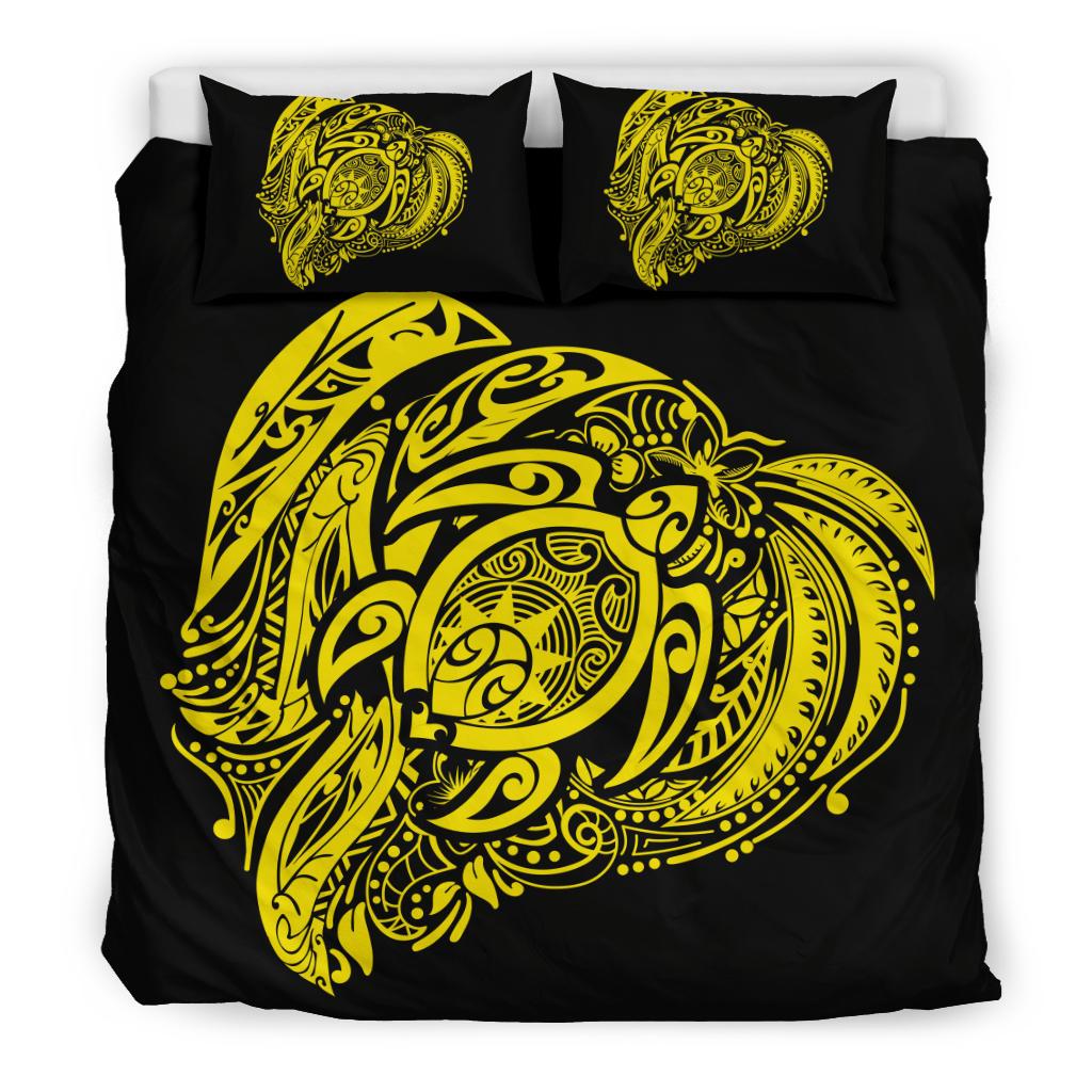 Hawaiian Turtle Hibiscus Polynesian Bedding Set Simple Yellow - Polynesian Pride