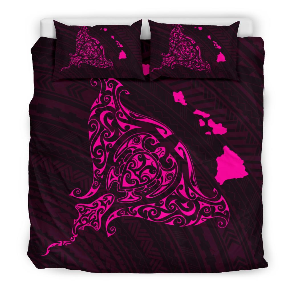Hawaiian Map Rays Turtle Polynesian Bedding Set - Pink - Polynesian Pride